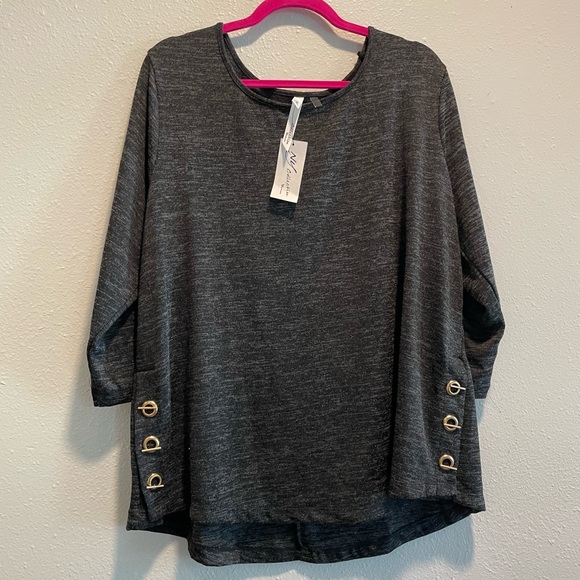 NY Collection Tops - 2X NY Collection Women’s Gray Long Sleeve Blouse New With Tags